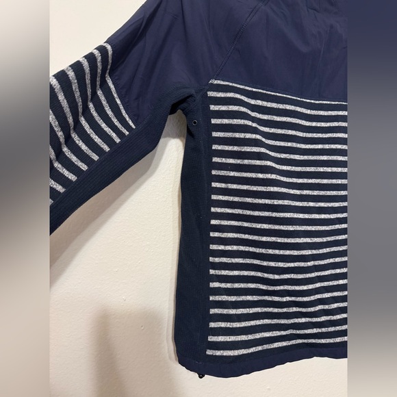 J Crew Nordic fleece blue grey stripe full zip jacket size XS - Picture 4 of 9